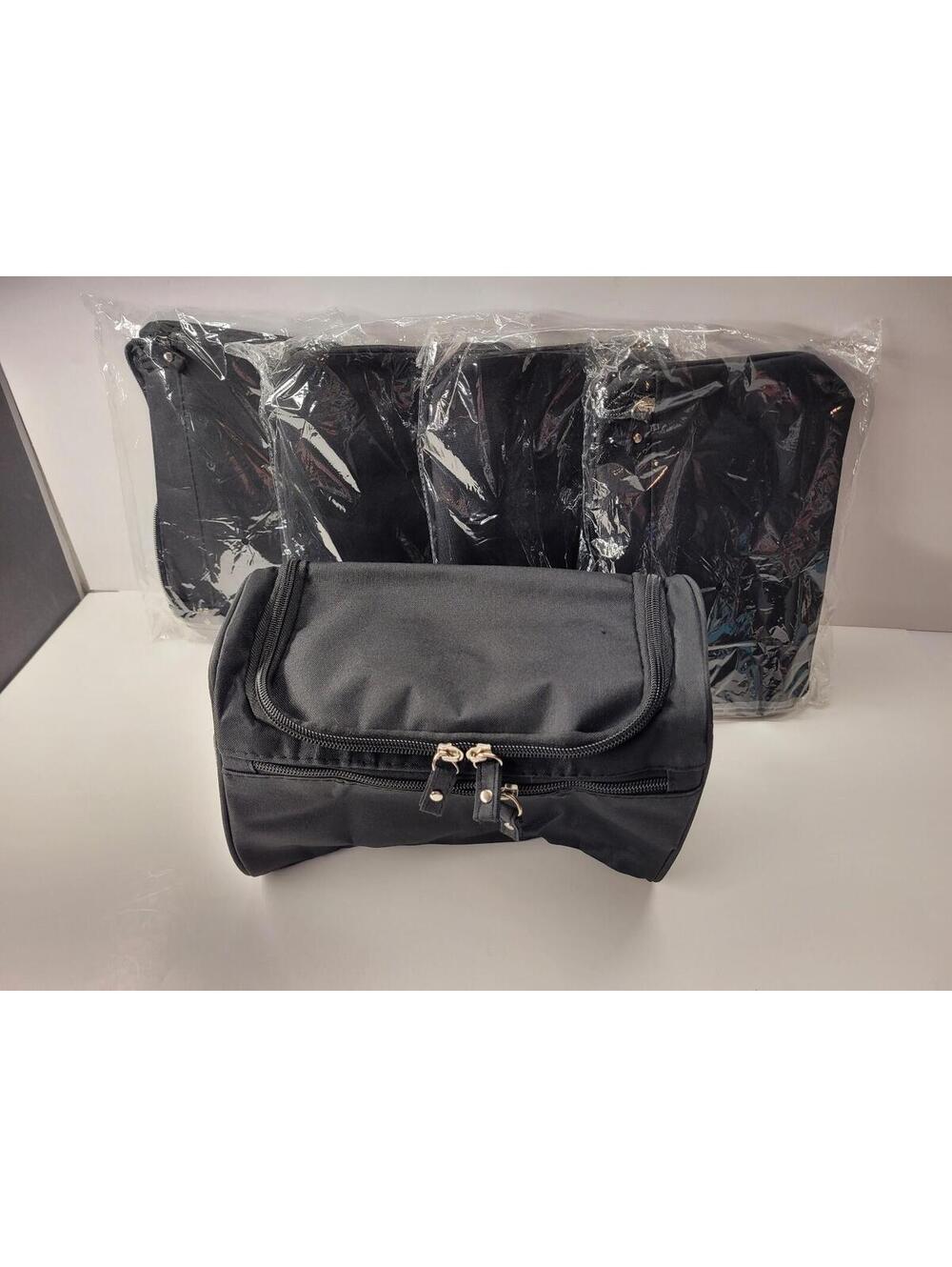 (5) New Cosmetic Shaving Bags Men/Women 10"x6"x5" Black